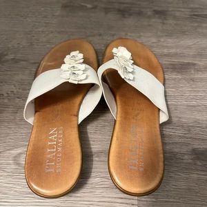 white flower sandals